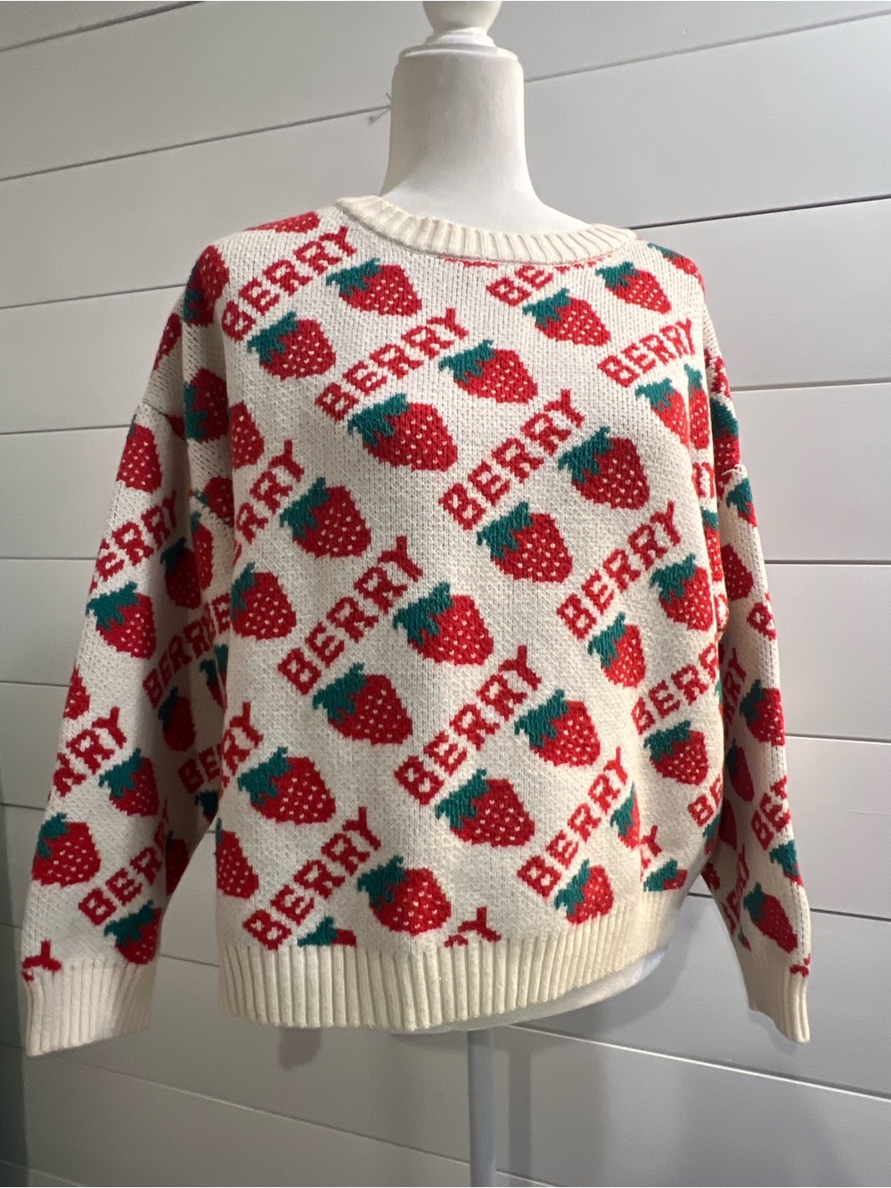 Berry Sweet Oversized Fairisle sweater | strawberry knit red berries by Rowme